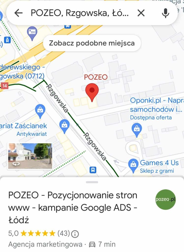 Pozycjonowanie Google Maps Miejsca Google Łódź